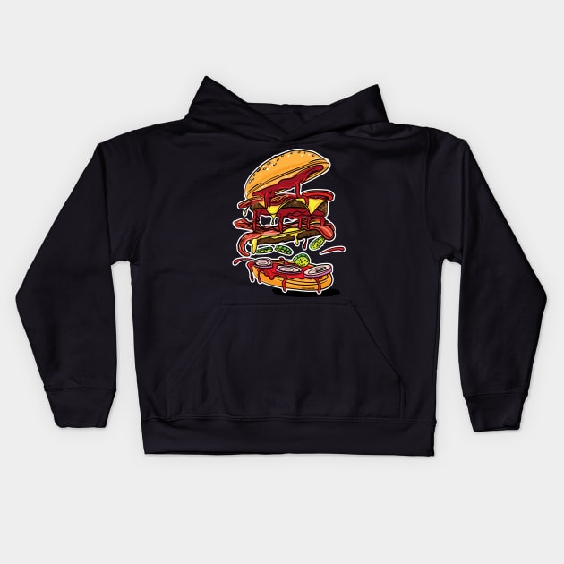 BBQ Barbeque Hickory Bacon Double Cheese Burger Kids Hoodie by eShirtLabs